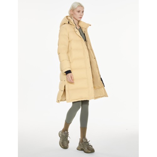 Ladies long khaki down jacket