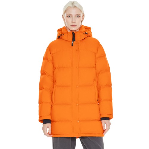 Women's mid-length thick orange jacket