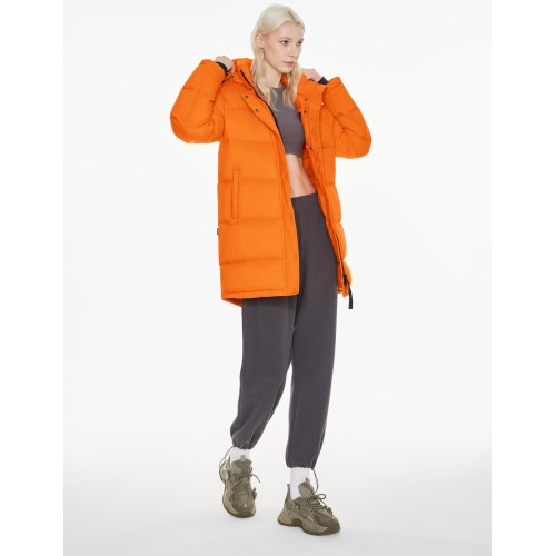 Women's mid-length thick orange jacket