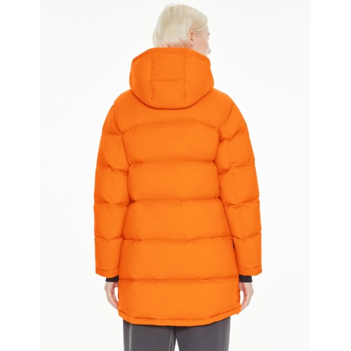 Women's mid-length thick orange jacket