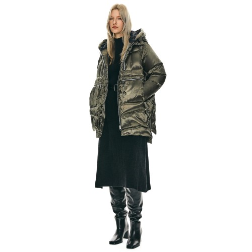 Women's thick hooded down jacket